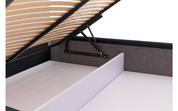 Goossens Bedframe Mysen Storage - 140 x 200 - Stof fijn geweven donker