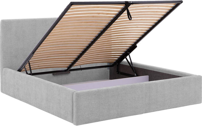 Goossens Bedframe Mysen Storage - 160 x 200 - Stof fijn geweven grijs