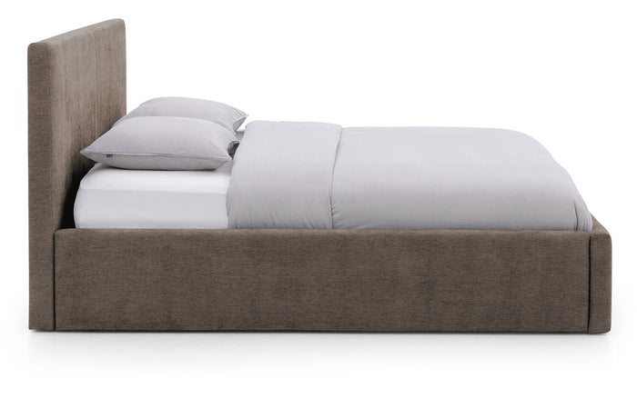 Goossens Bedframe Mysen Storage - 180 x 200 - Stof fijn geweven bruin