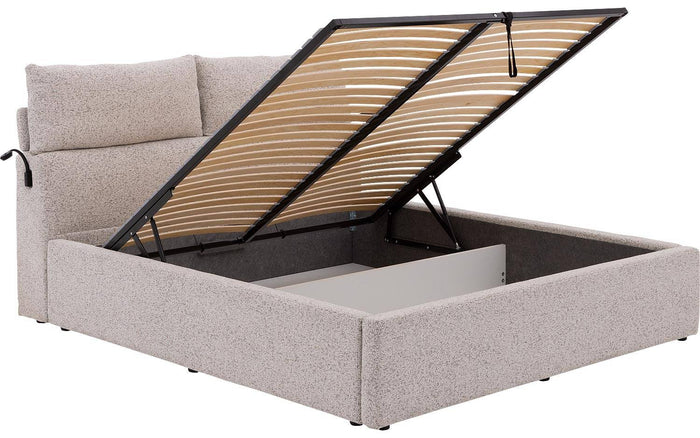 Goossens Bedframe Misty Storage - 160 x 200 - Stof gemeleerd grof