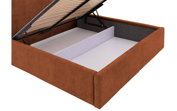 Goossens Bedframe Mysen Storage - 140 x 200 - Stof fijn geweven brique