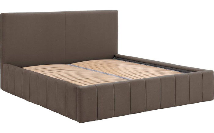 Goossens Bedframe Carte - 140 x 200 - Velours middenbruin 5 - Fluweel