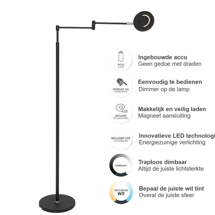 Steinhauer Oplaadbare Vloerlamp Soleil Zwart Accu Led 6 Watt