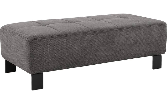 Goossens Hocker Alvin in stof fijn geweven kwartsgrijs