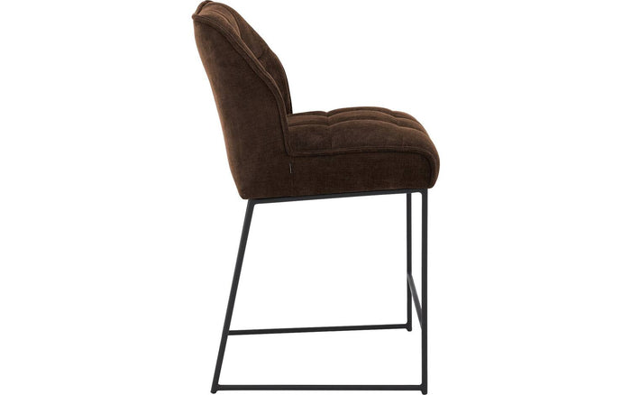 Goossens Barstoel Ronnie, Barstoel, zithoogte 72 cm - bruin Textiel