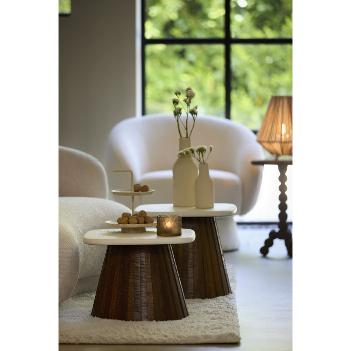 Light&living Bijzettafel 45x45x40 cm OKATO crème+hout bruin