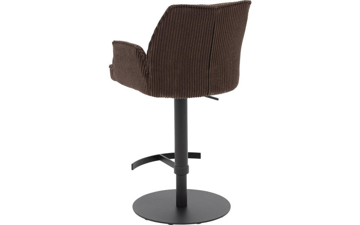 Goossens Barstoel Laurensleuning - bruin Ribstof met armleuning