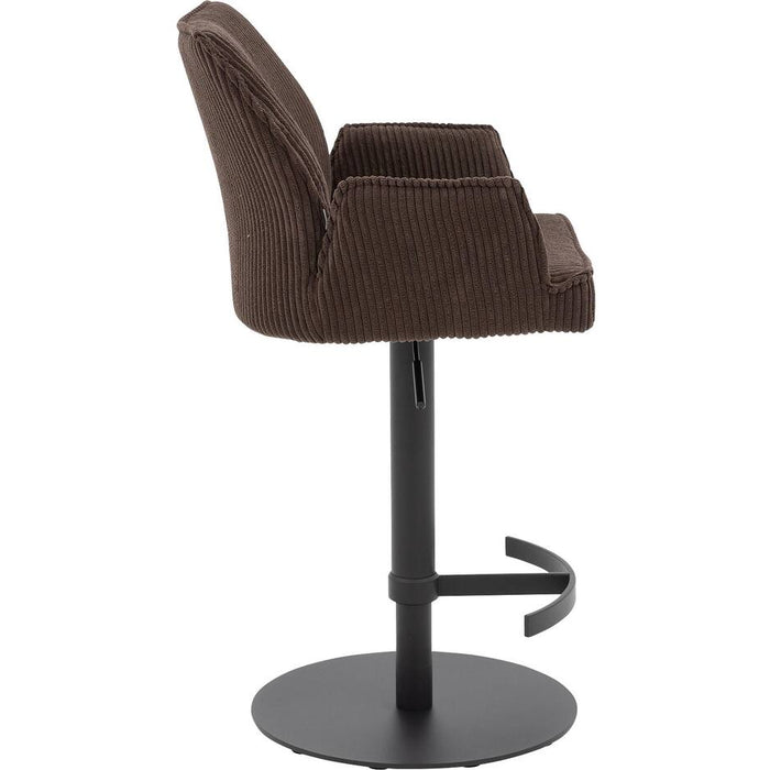 Goossens Barstoel Laurensleuning - bruin Ribstof met armleuning