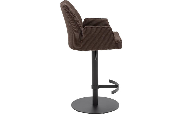 Goossens Barstoel Laurensleuning - bruin Ribstof met armleuning