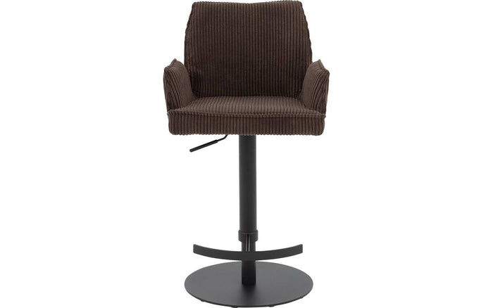 Goossens Barstoel Laurensleuning - bruin Ribstof met armleuning