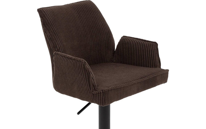 Goossens Barstoel Laurensleuning - bruin Ribstof met armleuning