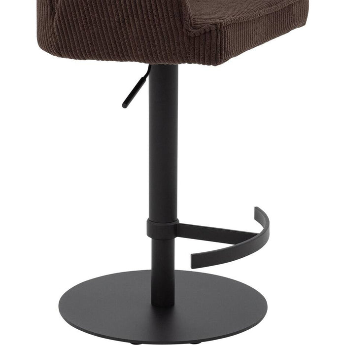 Goossens Barstoel Laurensleuning - bruin Ribstof met armleuning