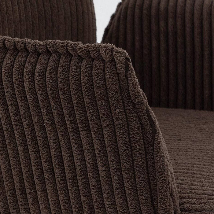 Goossens Barstoel Laurensleuning - bruin Ribstof met armleuning