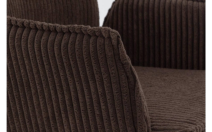 Goossens Barstoel Laurensleuning - bruin Ribstof met armleuning