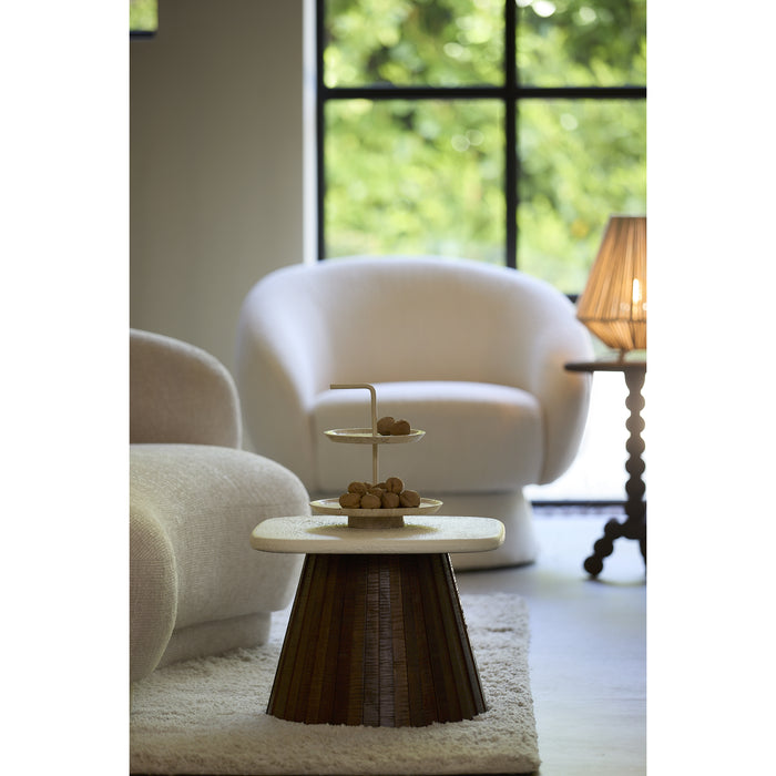 Light&living Bijzettafel 45x45x35 cm OKATO crème+hout bruin