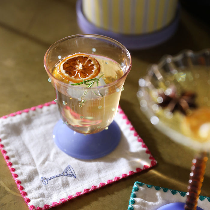 &k amsterdam Dot Waterglas - Roze - Set van 2