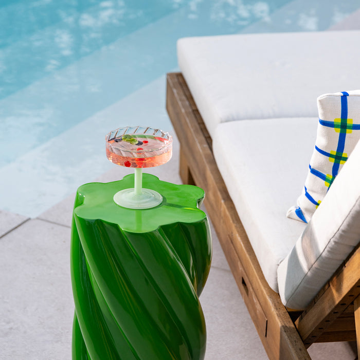 &k amsterdam Coupe Twirl Champagneglazen - Groen - Set van 2