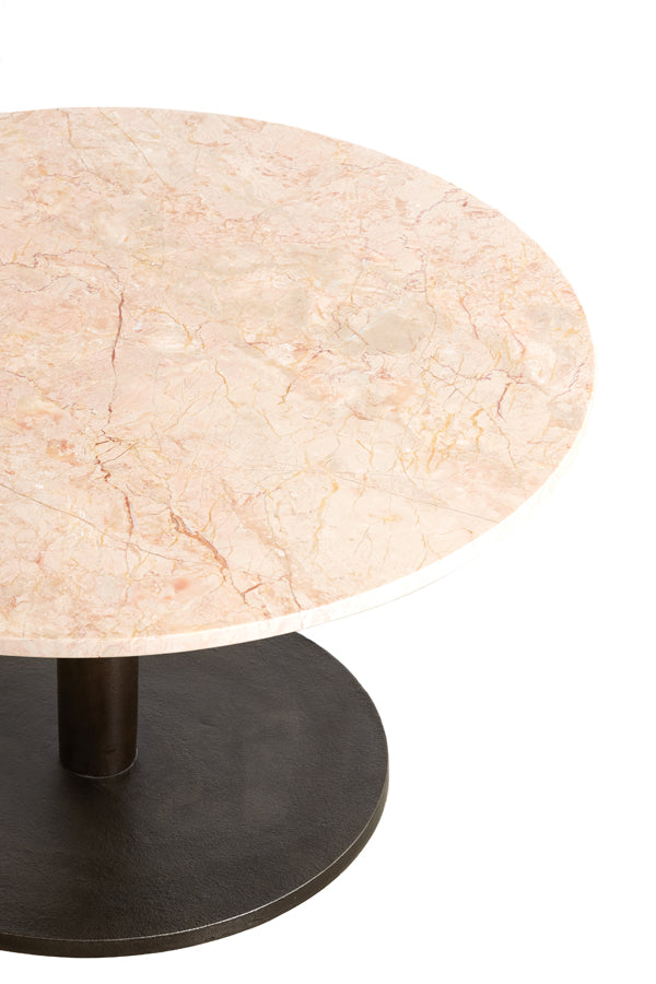 Light&living Salontafel Ø76x36 cm PAZO zand-roze marmer+donker bruin