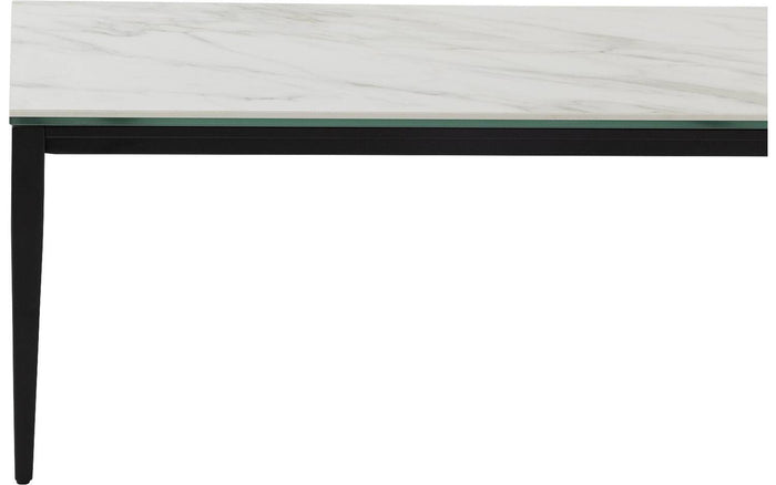 Goossens salontafel Dexter in Keramiek wit geaderd