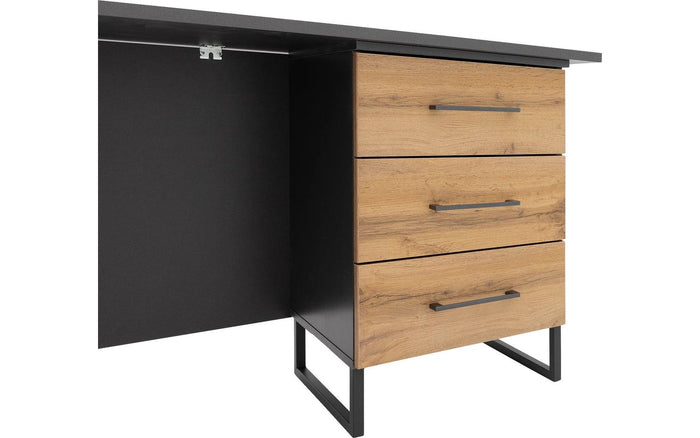 Goossens Basic Commode Bastion, Bureau 3 laden rechts, 140 cm breed
