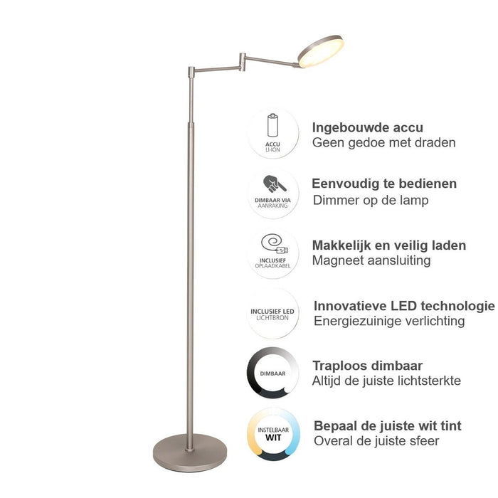 Steinhauer Oplaadbare Vloerlamp Soleil Staal Accu Led 6 Watt