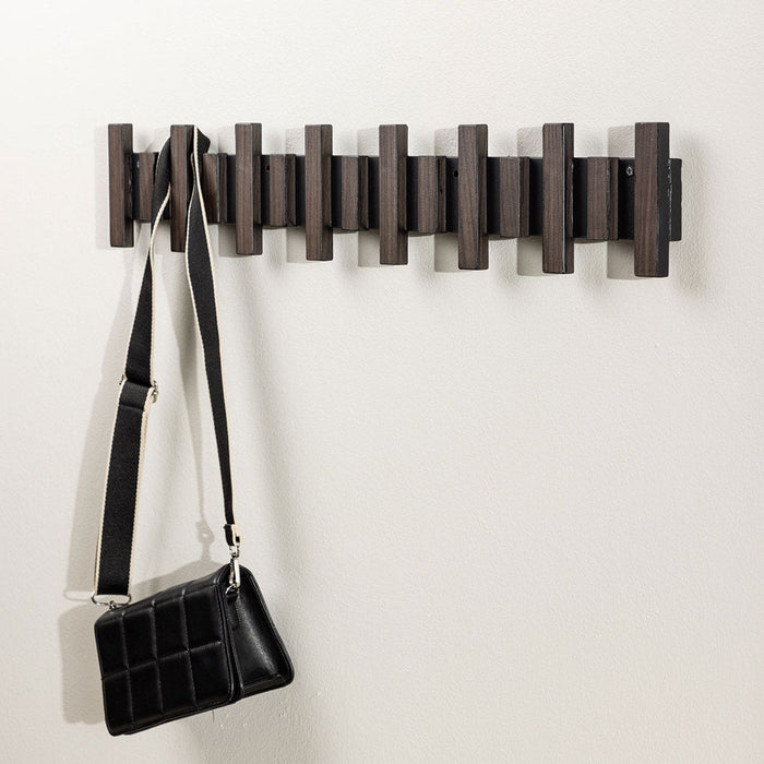 Nest living Karsten Houten Wandkapstok met 8 Haken - Donkerbruin