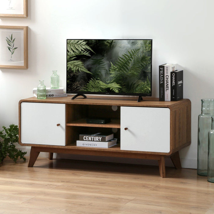 Calicosy - TV-Meubel ALBURA - Houtdecor en wit - 128,5 cm