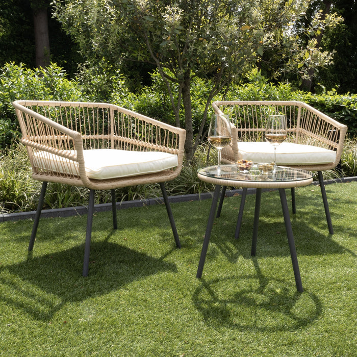 Giga Meubel - Tuinset Rattan - 2 Stoelen & 1 Tafel - Incl. Kussen