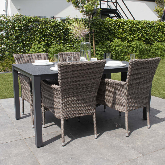 Giga Meubel - Tuinstoel Wicker - Grijs - Zithoogte 43 cm - Stoel Raaf