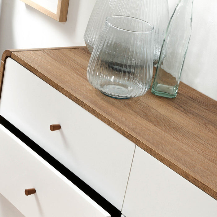 Calicosy - Ladekast ALBURA - Houtdecor en wit - 120 cm