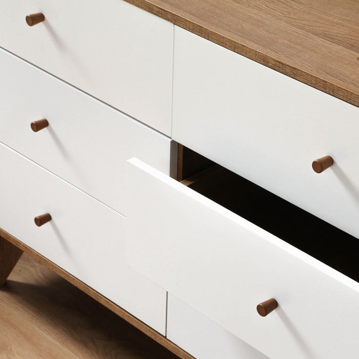 Calicosy - Ladekast ALBURA - Houtdecor en wit - 120 cm