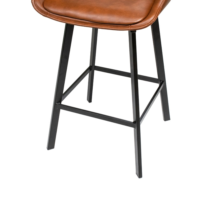 Giga Meubel - Barstoel Shannon Cognac Draaibaar - Staal|Metaal|PU leer