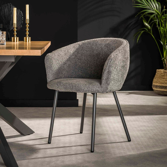 Giga Meubel - Armstoel Bouclé Grijs Draaibaar - Zithoogte 49cm