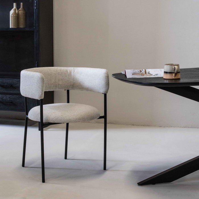 Giga Meubel - Eetkamerstoel Beige met Armleuning - Malene - Set van 2