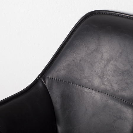 Giga Meubel - Barstoel Shannon Zwart Draaibaar - PU leer|Staal|Metaal