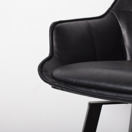 Giga Meubel - Barstoel Shannon Zwart Draaibaar - PU leer|Staal|Metaal