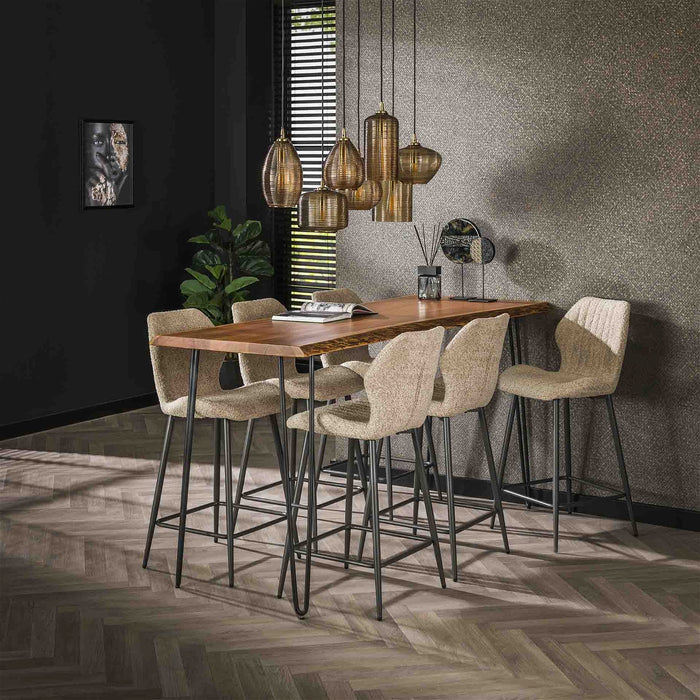 Giga Meubel - Barstoel Bouclé Zandkleur - Zithoogte 67cm - Set van 2