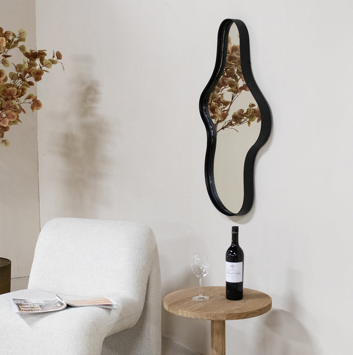 Giga Meubel - Spiegel Organisch - Zwart Metaal - 65x5x110cm - Dory