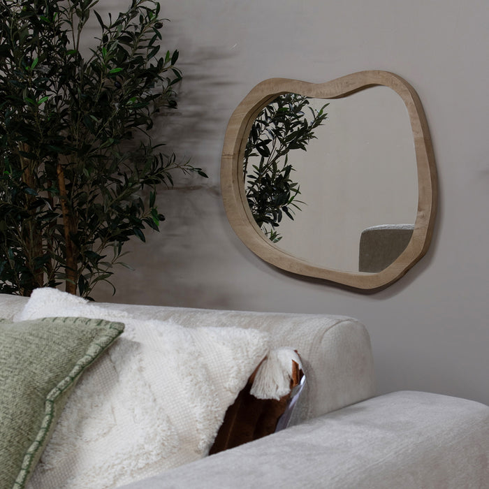 Giga Meubel - Spiegel Organisch Naturel Mangohout - 67x57x4cm - Eef