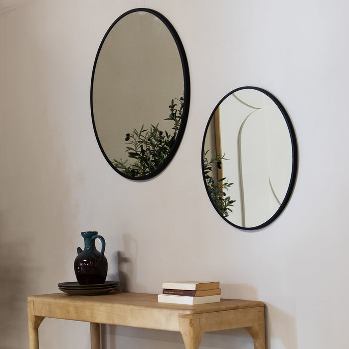 Giga Meubel - Spiegel Rond - Zwart Metaal - 55x3x55cm - Rosie