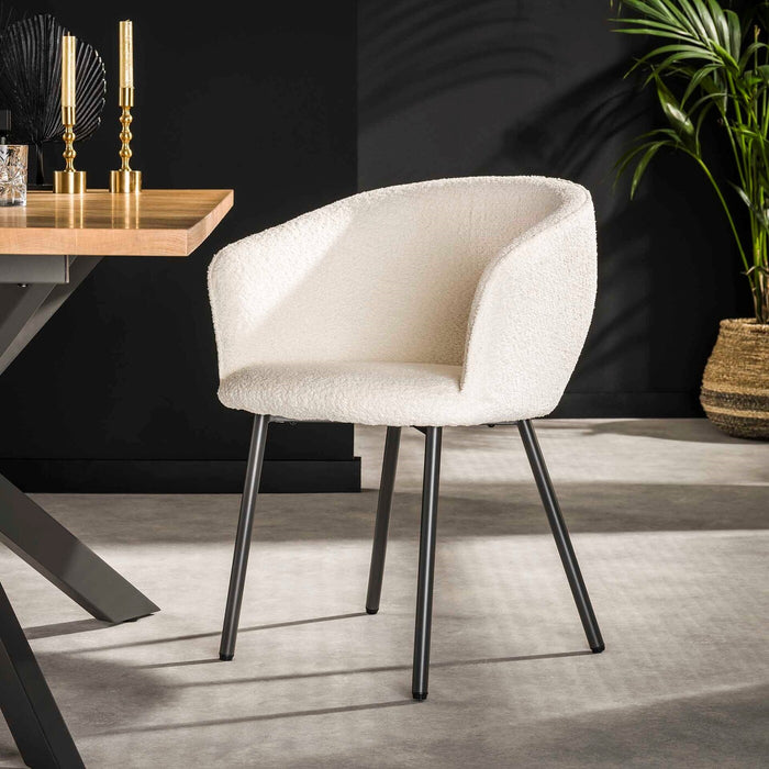 Giga Meubel - Armstoel Bouclé Wit Draaibaar - Zithoogte 49cm