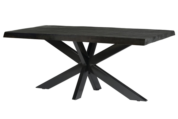 Livingfurn - Eettafel Rechthoek 200cm - Zwart Mangohout - Norris