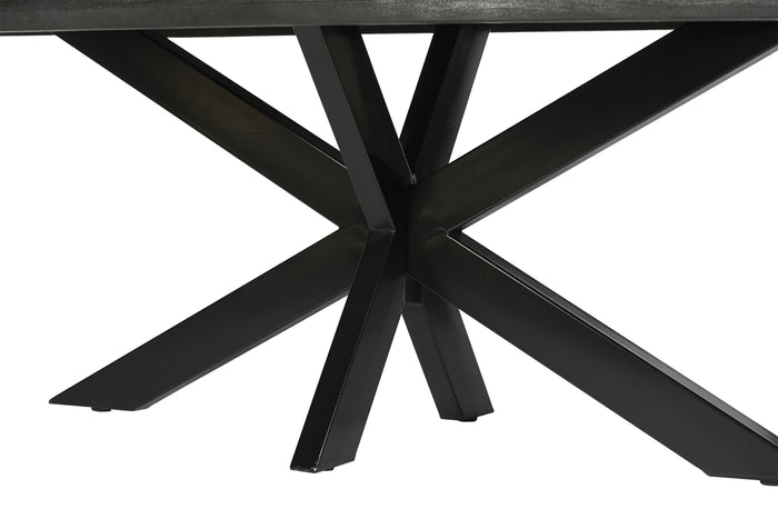 Livingfurn - Eettafel Rechthoek 200cm - Zwart Mangohout - Norris
