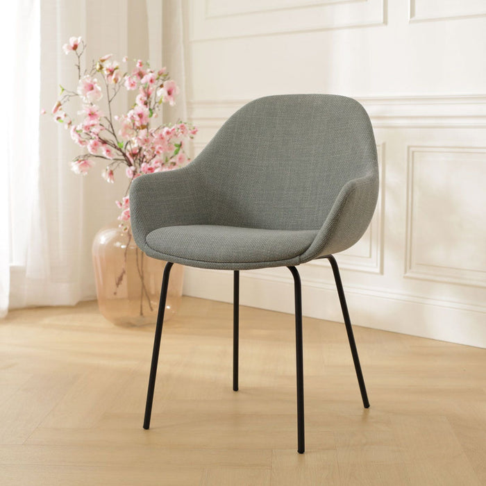 Nolon Nora-Mae Eetkamerstoel Saliegroen - Armleuning - Zwarte Poten