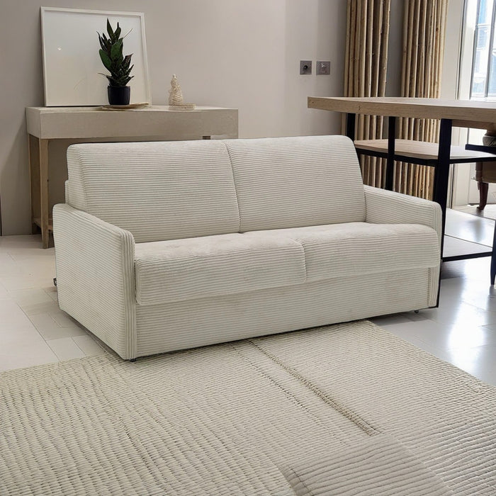 Calicosy - Slaapbank 3-zits in geribbeld fluweel Cosenza - Ecru