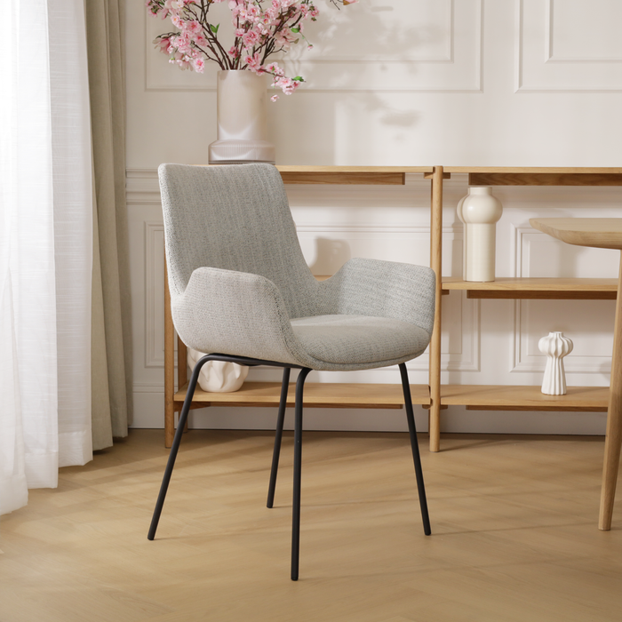 Nolon Nora-Eef Eetkamerstoel Beige Gemêleerd - met Armleuning - Zwart