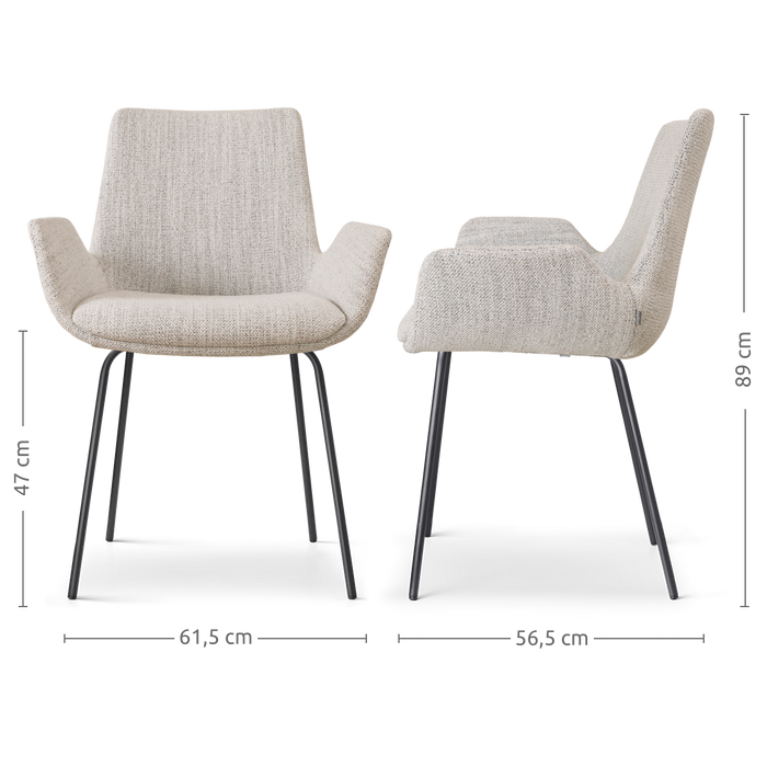 Nolon Nora-Eef Eetkamerstoel Beige Gemêleerd - met Armleuning - Zwart