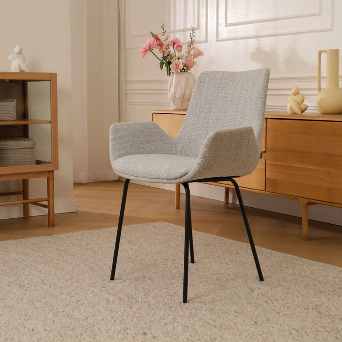 Nolon Nora-Eef Eetkamerstoel Beige Gemêleerd - met Armleuning - Zwart