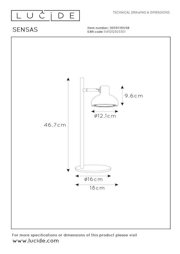 Lucide SENSAS Bureaulamp - Beige