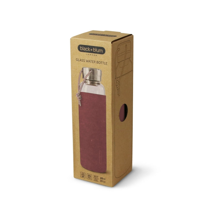 Black+Blum Glazen Waterfles - 600ml - Donker Bruin